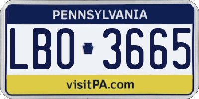 PA license plate LBO3665
