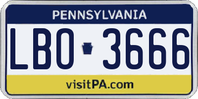 PA license plate LBO3666