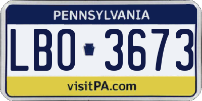 PA license plate LBO3673