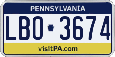 PA license plate LBO3674