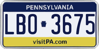 PA license plate LBO3675