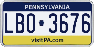 PA license plate LBO3676