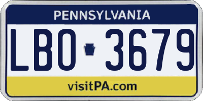 PA license plate LBO3679