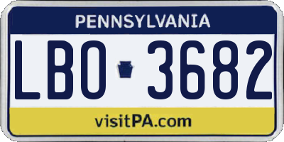 PA license plate LBO3682
