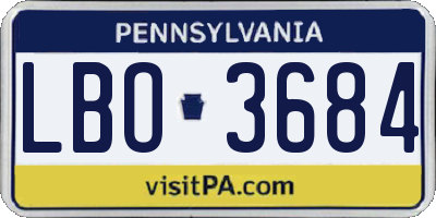PA license plate LBO3684