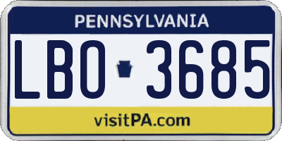 PA license plate LBO3685