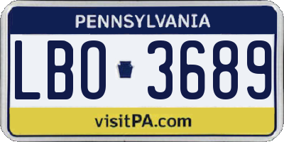 PA license plate LBO3689