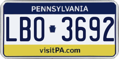 PA license plate LBO3692