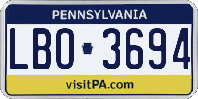 PA license plate LBO3694