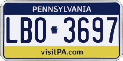 PA license plate LBO3697