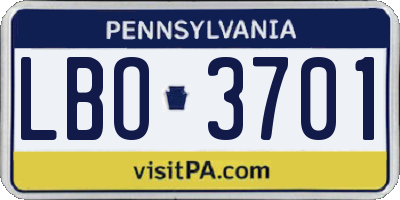 PA license plate LBO3701
