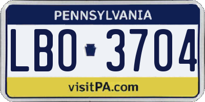 PA license plate LBO3704