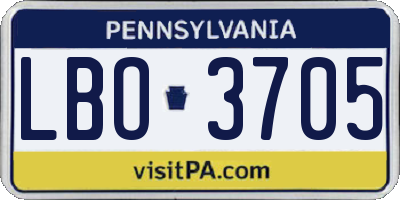 PA license plate LBO3705