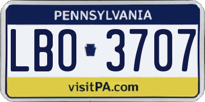 PA license plate LBO3707
