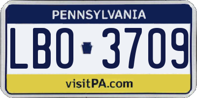 PA license plate LBO3709
