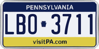 PA license plate LBO3711