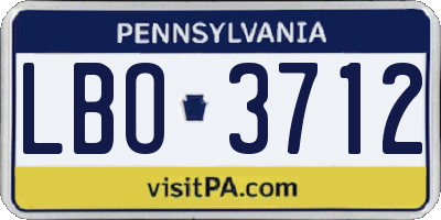 PA license plate LBO3712