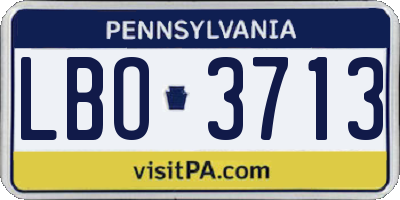 PA license plate LBO3713