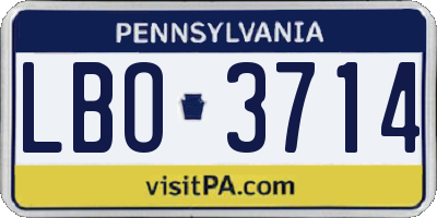 PA license plate LBO3714