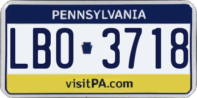 PA license plate LBO3718
