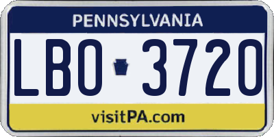 PA license plate LBO3720