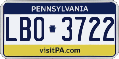 PA license plate LBO3722