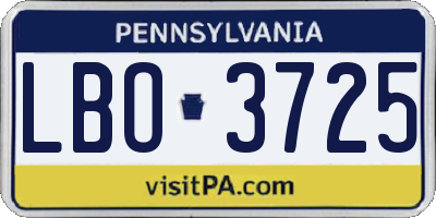 PA license plate LBO3725