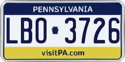 PA license plate LBO3726