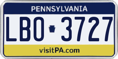 PA license plate LBO3727