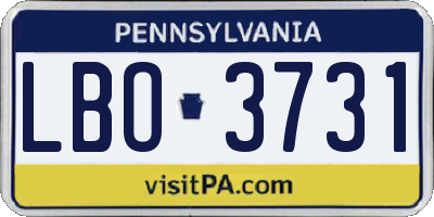 PA license plate LBO3731
