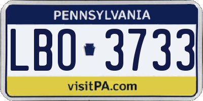 PA license plate LBO3733