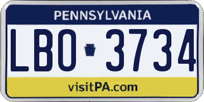 PA license plate LBO3734