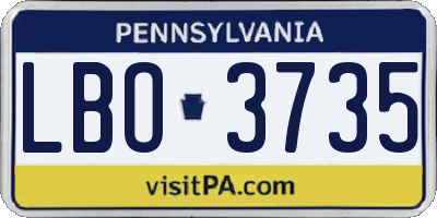 PA license plate LBO3735