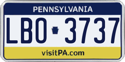 PA license plate LBO3737