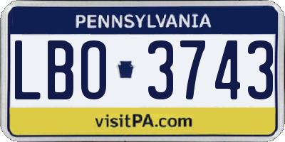 PA license plate LBO3743
