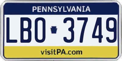 PA license plate LBO3749