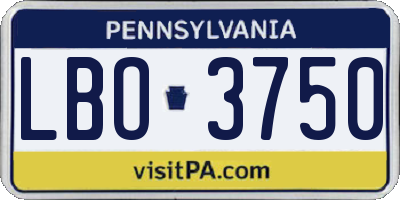 PA license plate LBO3750