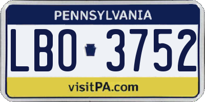 PA license plate LBO3752