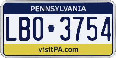 PA license plate LBO3754