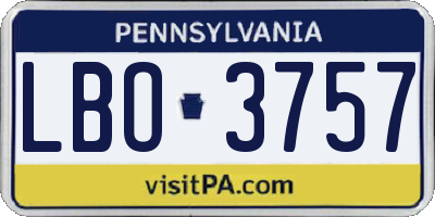 PA license plate LBO3757
