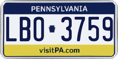 PA license plate LBO3759