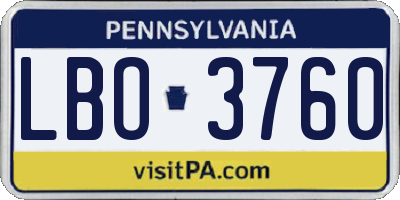 PA license plate LBO3760