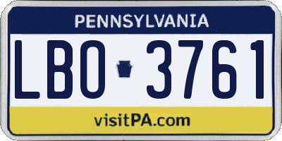 PA license plate LBO3761
