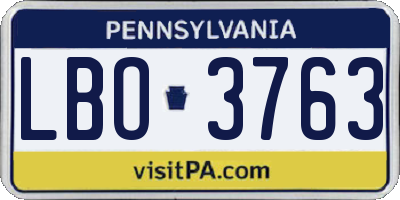 PA license plate LBO3763