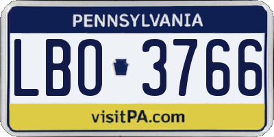 PA license plate LBO3766