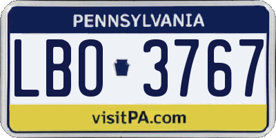 PA license plate LBO3767
