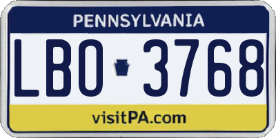 PA license plate LBO3768