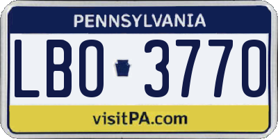PA license plate LBO3770