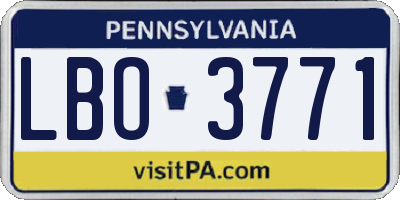 PA license plate LBO3771