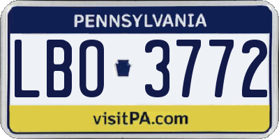 PA license plate LBO3772